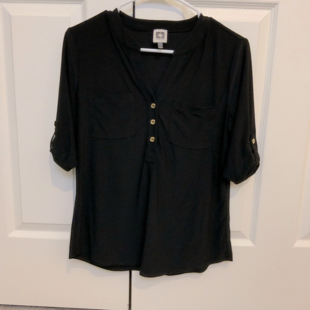 Black v neck blouse